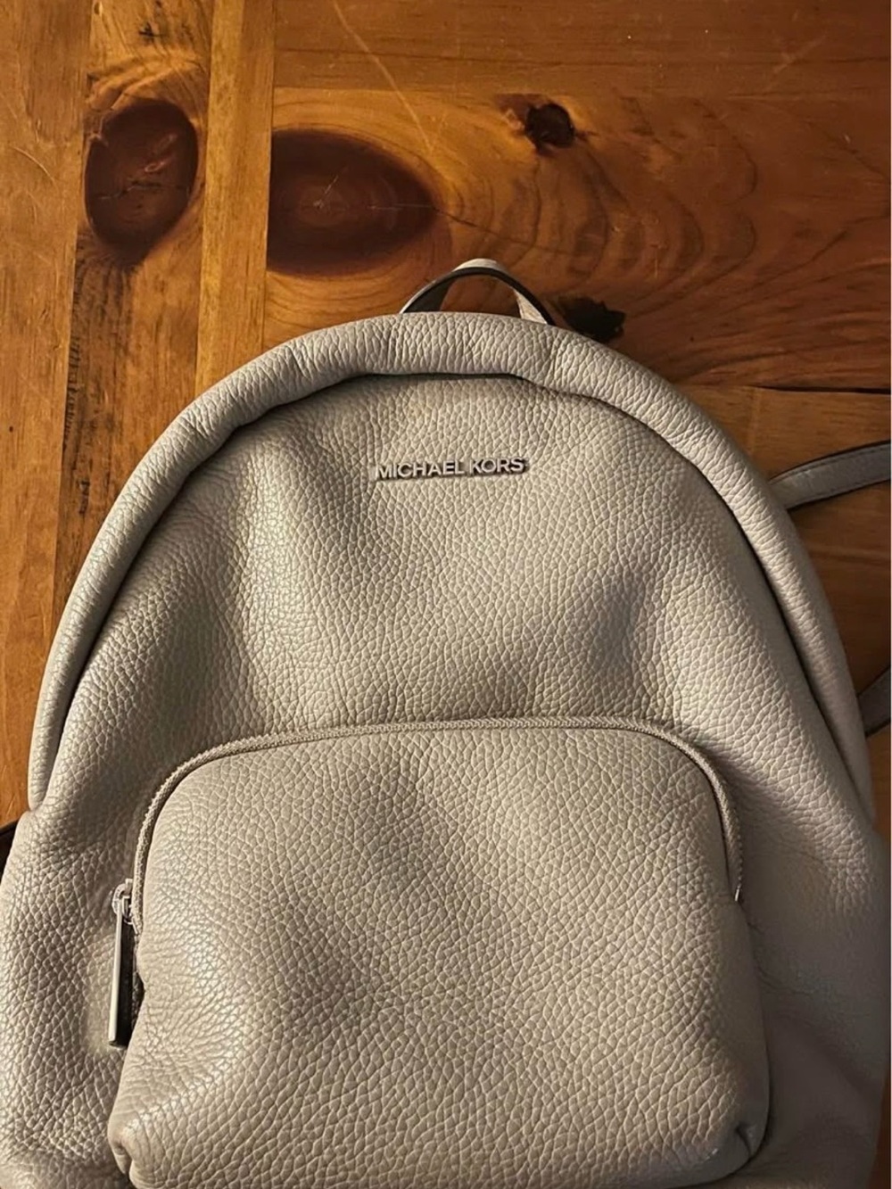 Michael Kors Pebbled Leather Backpack in Light Gray